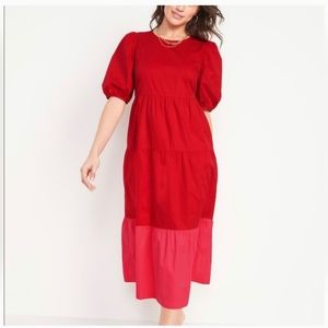 Old Navy Tiered Red/hot pink Dress, Size Medium, new with tag